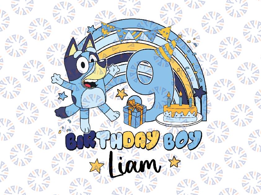 Personalized Bluey Birthday Boy Png, Bluey And Bingo Kid Png, Happy Birthday Bluey Png, Kids Birthday Party Png, Bluey Boy Gift, Digital Download