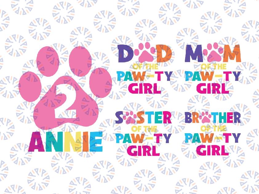 Personalized Name And Family Matching Paw Birthday Svg, Funny Dog Paw Animal Personalized Birthday Svg, Digital Download