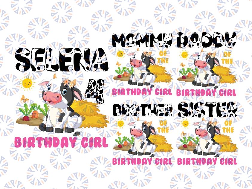 Cow Family Birthday PNG, Custom Farm png, Farm Birthday Girl png,Western Matching png, Western Cow Birthday Girl Digital Download