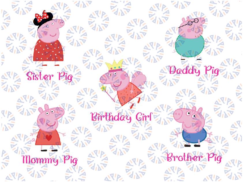 Custom Peppa pig Birthday Svg, Peppa pig Birthday Matching Family Svg, Family Peppa pig Svg, Digital Download