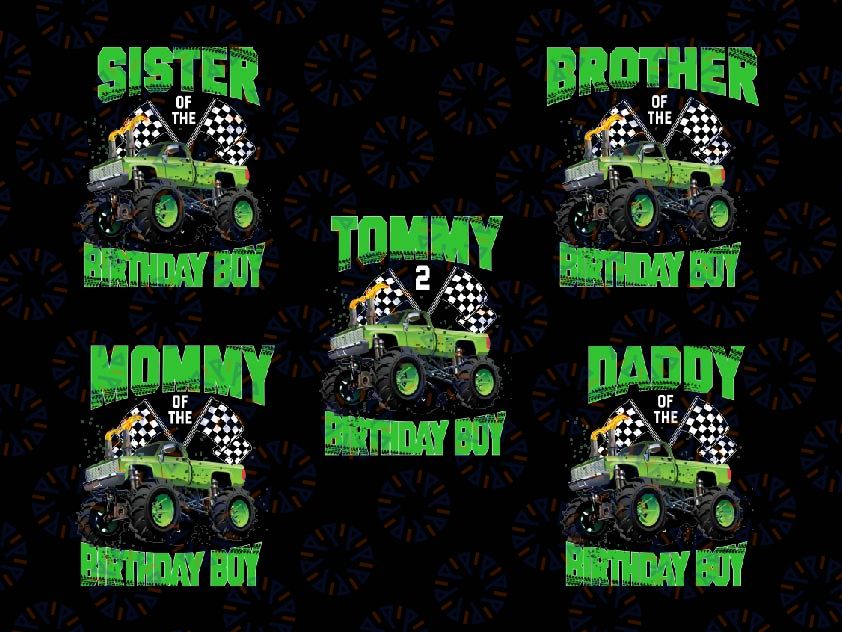 Personalized Monster Truck Birthday Family Matching Png, Custom Monster Baby Png, Family Of Birthday Boy Png, Digital Download