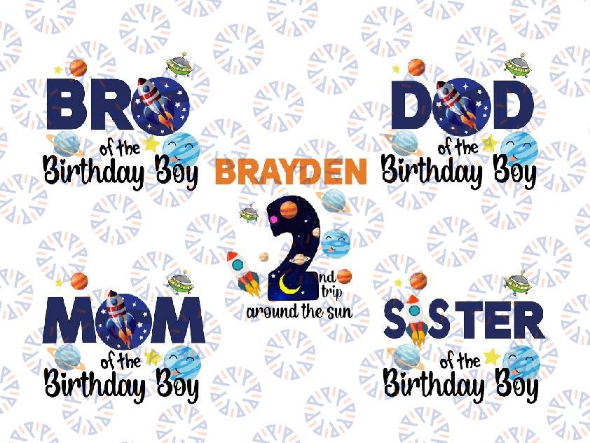 Personalized Name Birthday Astronaut Png, Birthday Family Astronaut Png, Birthday Boy Rocket Png, Birthday Girl Rocket Spaceship, Digital Download