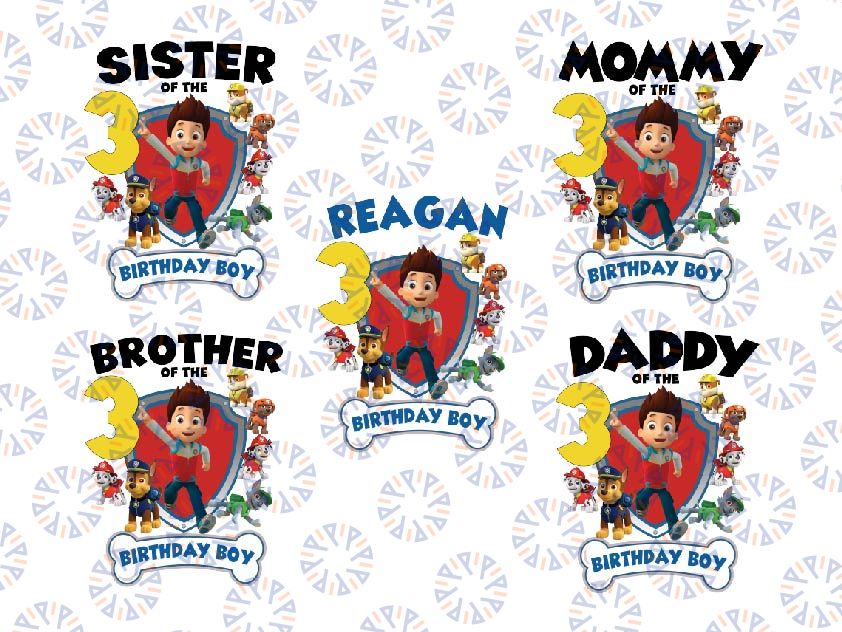 Personalized Name Paw Patrol Family Birthday Png, Patrol Birthday Png, Personalized Birthday Matching Png, Custom Birthday Patrol Png, Digital Download