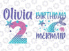 Personalized Name With Age Birthday Png, Mermaid Kids Girl Birthday Png, Custom Mermaid Name Birthday, Digital Download