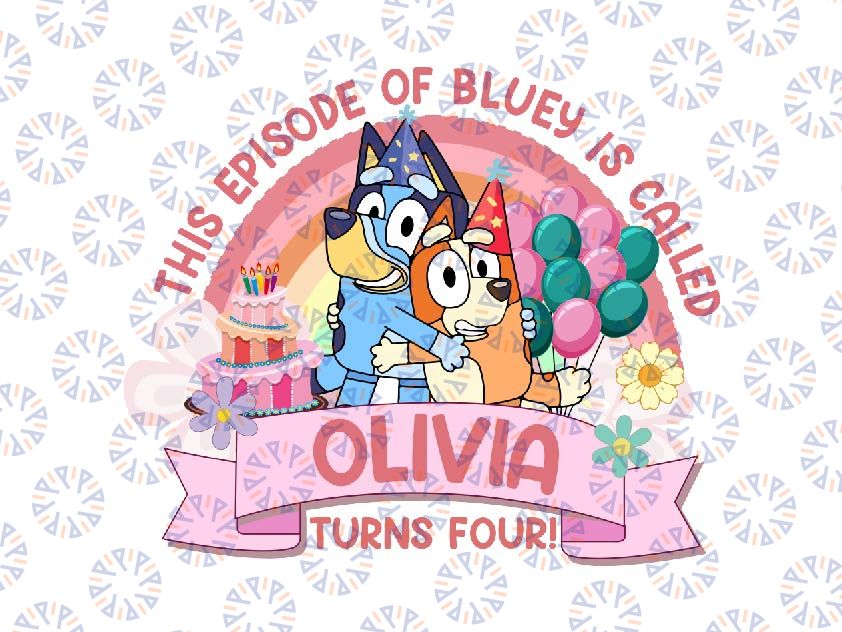 Personalized Name Bluey Birthday Png, Bluey Birthday Girl Png, Custom Bluey Family Png, Bluey Bingo Birthday, Digital Download