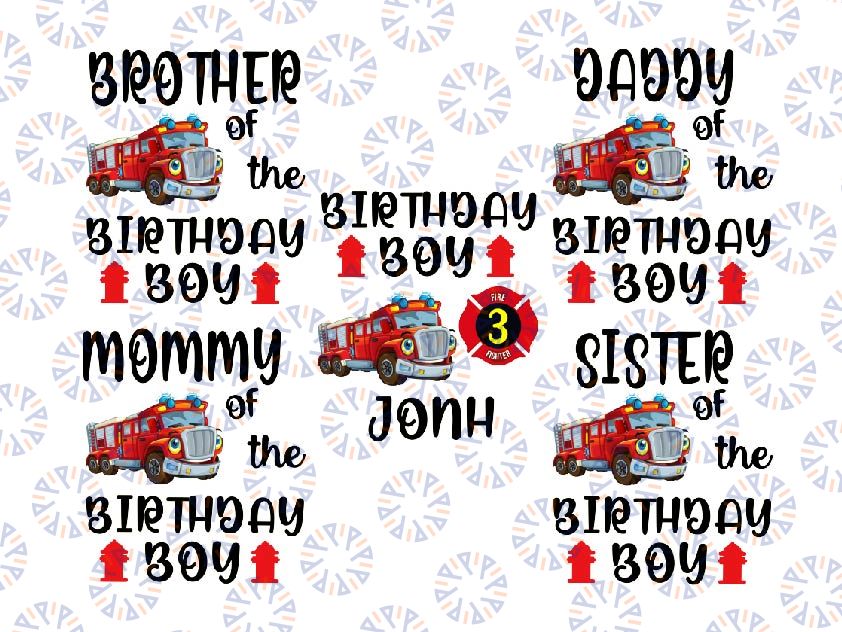 Personalized Name Fire Truck Birthday Boy Png, Firefighter Birthday Png, Custom Birthday Boy Png, Fire Truck Man Png, Digital Download