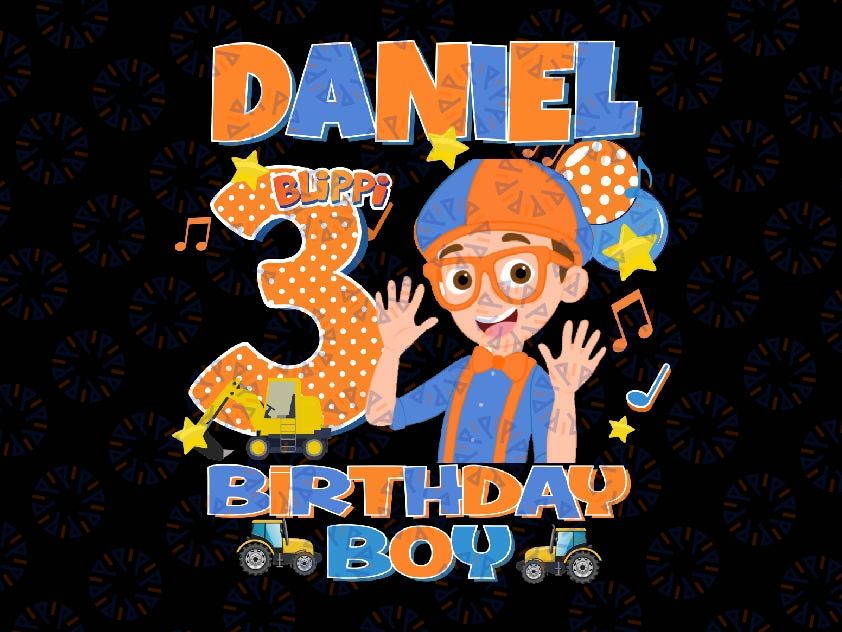 Personalized Name Birthday Blippi Png, Birthday Family Blippi , Blippi Newsboy Hat Png, Digital Download