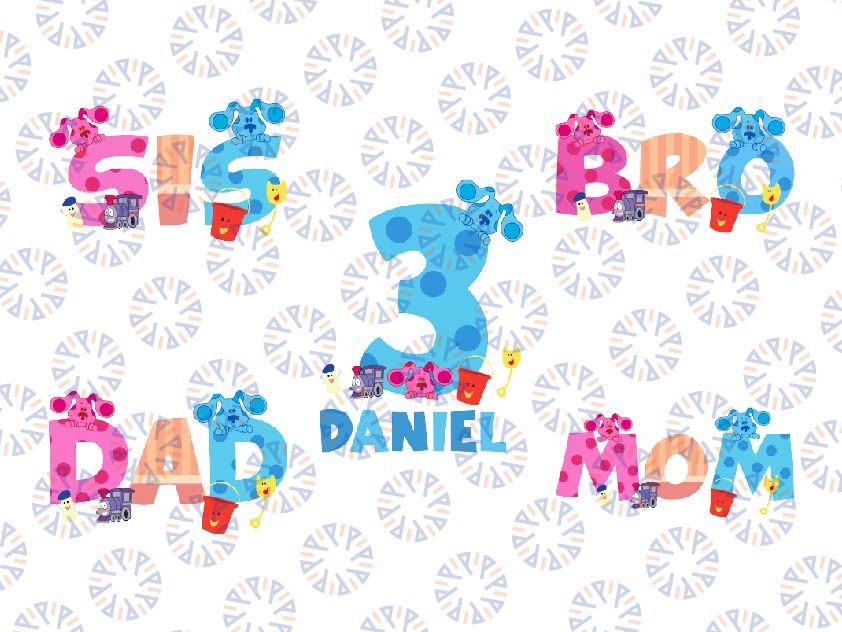 Personalized Name Blues Clues Birthday Svg, Blue Dog Family Png, Blue Dog Family Matching Birthday Png, Digital Download