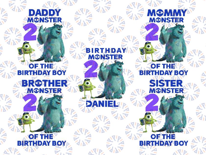 Personalized Name Monsters birthday Png, Monster University Birthday Png, Mike and sully Birthday, Matching Family Shirts Design, Baby Digital Download