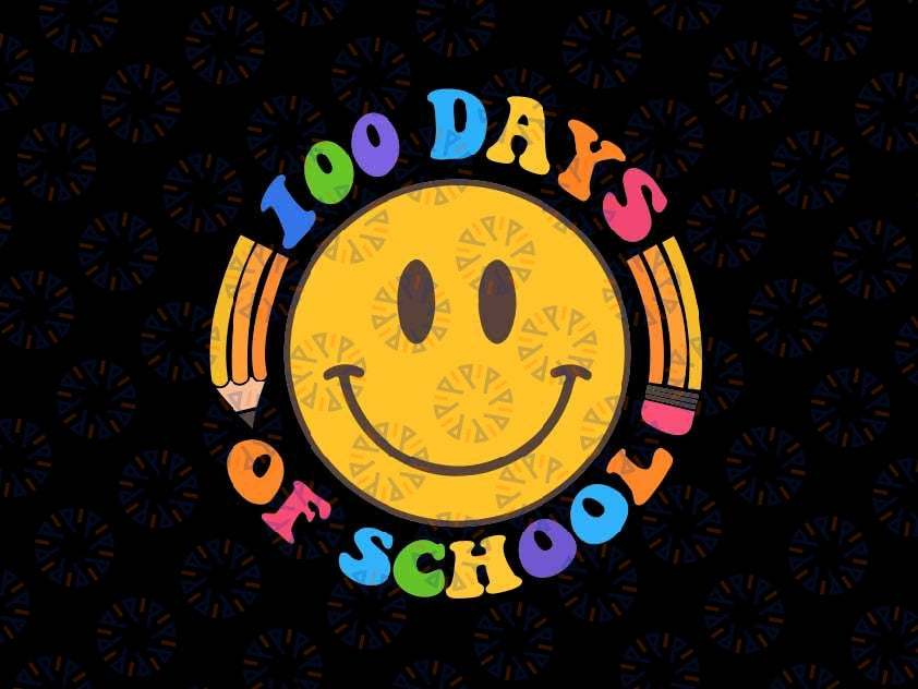 100 Days of School Smile Face Pencil Svg, 100th Day Of School Svg Png Digital Download