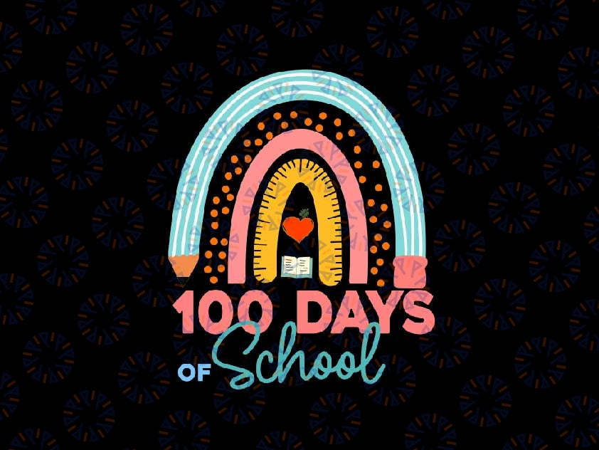 100th Day Of School Teacher 100 Days Smarter Boho Rainbow Svg, 100th Day Of School Svg Png, Digital Download