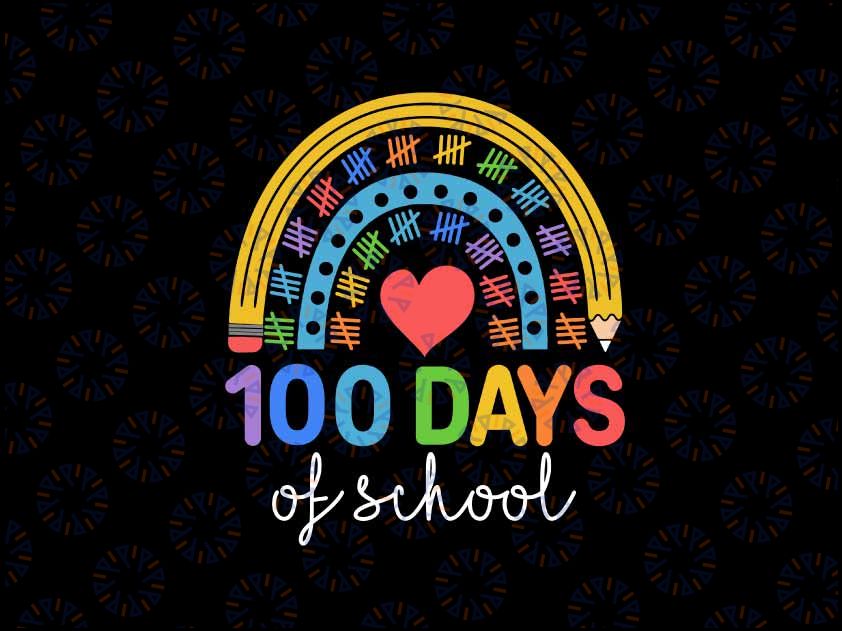 100 Days Of School Rainbow Celebration Design Svg, Boho Rainbow Svg, Day Of School Svg Png, Digital Download