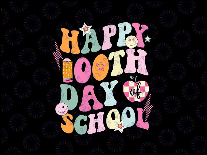 Happy 100th Day Of School Svg, Teacher Kids Retro Groovy 100 Days Svg, Digital Download