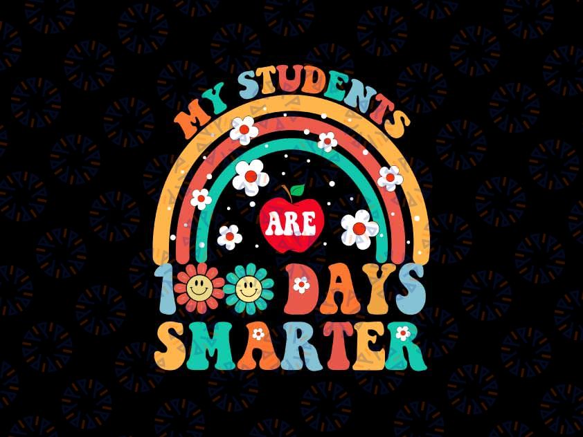 100th Day of School Kids Teacher Students Svg, 100 Days Smarter Rainbow Svg, Digital Download