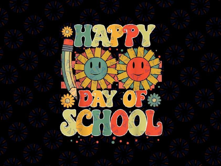 PNG ONLY Retro Groovy Happy 100th Day Of School Png, 100 Days Smarter Kids Png, Digital Download