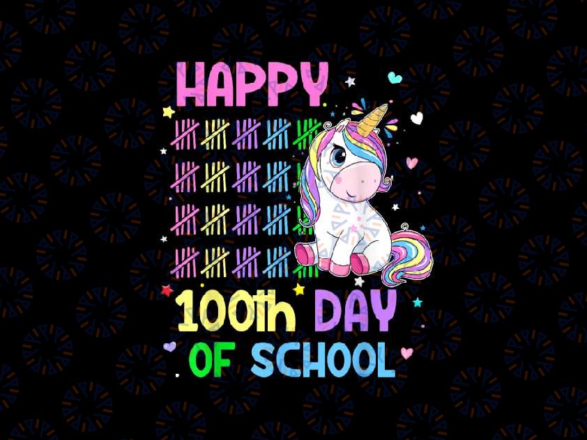 PNG ONLY Cute Unicorn Happy 100th Day Of School Png, Unicorn Girls Teacher With Calculater stick Png, Digital Download