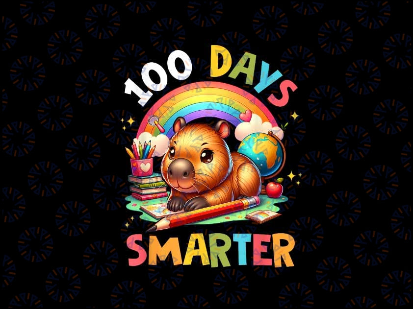 PNG ONLY 100 Days Smarter Capybara Png, Teacher 100th Day of School Png, Digital Download