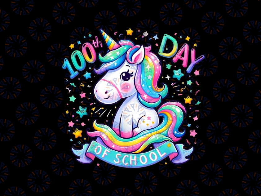 PNG ONLY Happy 100th Day Of School Unicorn Png, Unicorn Rainbow Png, Digital Download