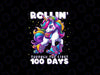 PNG ONLY Rollin' Through The First 100 Days of School Unicorn Teacher Png, 100th Day Unicorn Cute Png, Digital Download