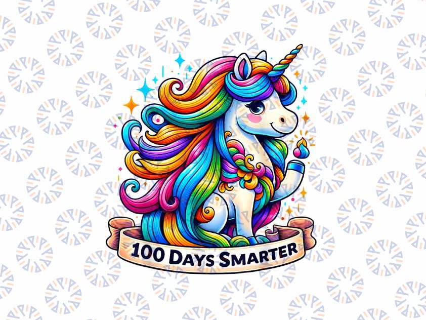 PNG ONLY 100 Days Smarter Unicorn Teacher Png, 100th Day of School Unicorn Colorfull Png, Digital Download