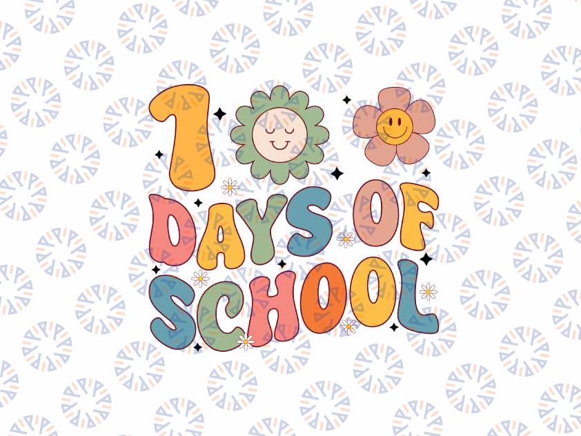 Happy 100th Day Of School Groovy Svg, 100 Days Of School Teacher Svg, Digital Download