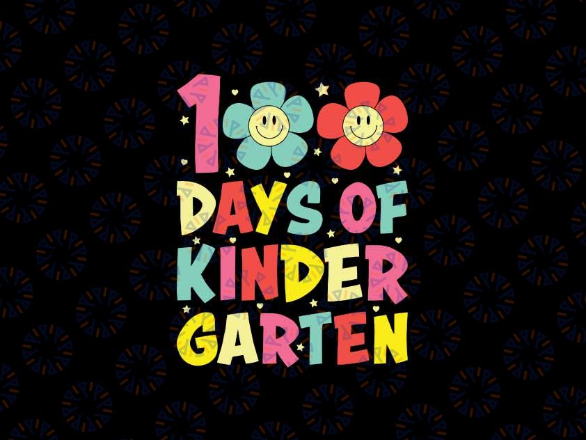 100 Days Of Kindergarten Retro Smiley Svg, Happy 100th Day Of School Retro Groovy Svg, Digital Download