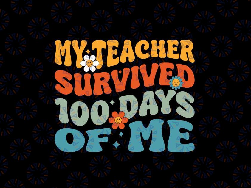 Groovy 100th Days Of School Boys Girls Svg, 100 Days Of School Retro Svg, 100 Days Of School Png, Digital Download