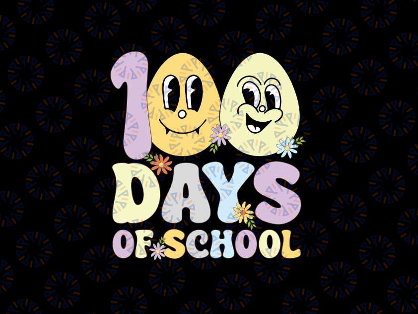 Cute Groovy 100th Day Of School Teacher 100 days Svg, 100th Day Smiley Face Svg, 100 Days Of School Png, Digital Download