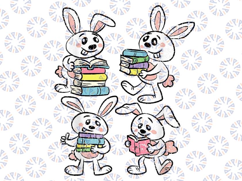 PNG ONLY Bunny Reading Books Easter Rabbit Bookworm Spring Png, Little Bunny Student Png, Easter Day Png, Digital Download