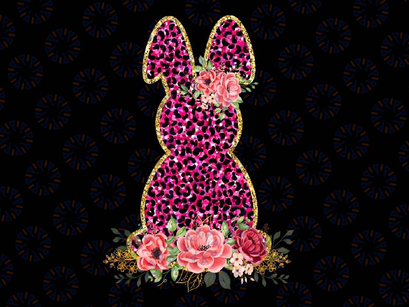 PNG ONLY Cute Bunny Rabbit Pink Leopard Png, Bunny Happy Easter Day Flower Png, Easter Day Png, Digital Download