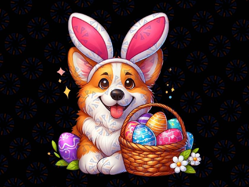 PNG ONLY Corgi Bunny Ears Easter Day Png, Cute Dog Puppy Lover Png, Easter Day Png, Digital Download