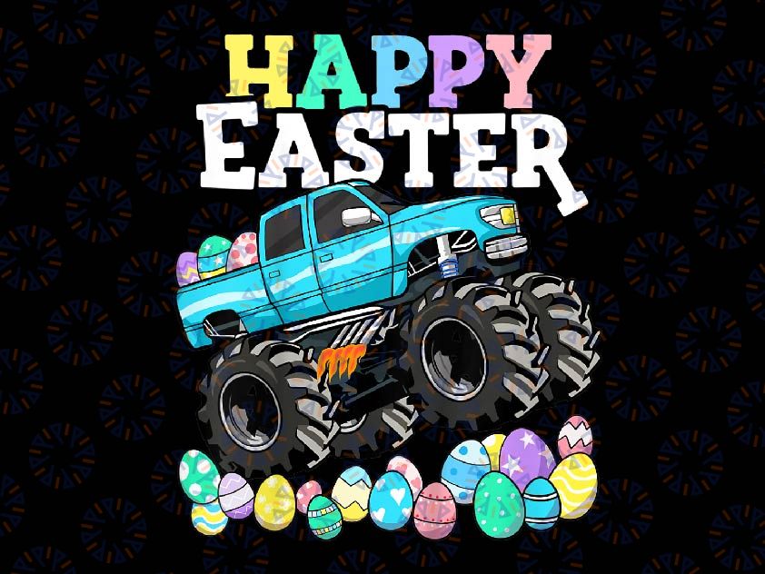 PNG ONLY Happy Easter Monster Truck Easter Eggs Png, Truck With Eggs Easter Png, Easter Day Png, Digital Download