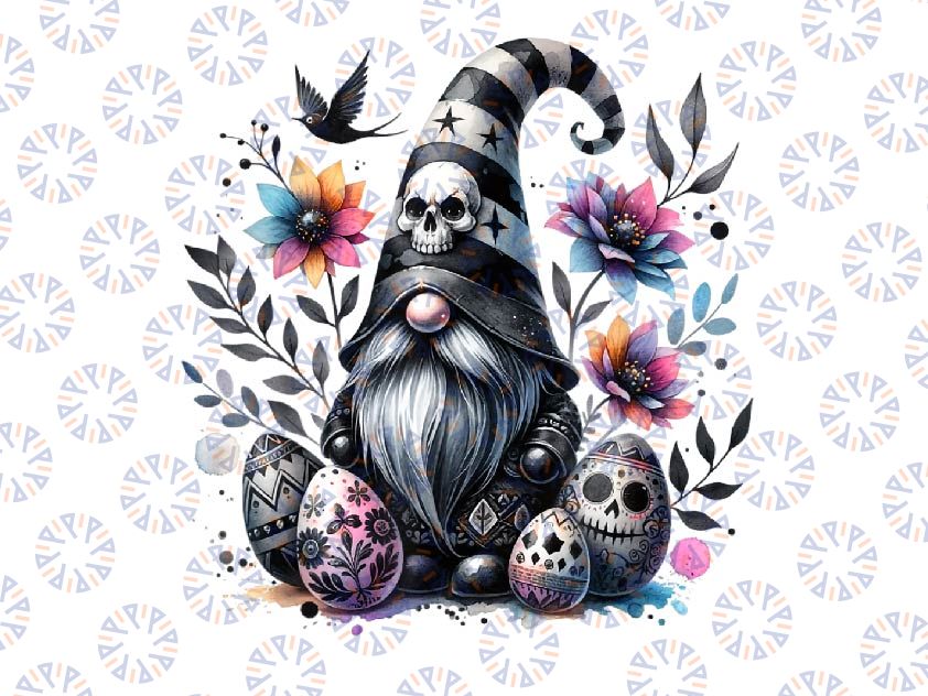 PNG ONLY Happy Easter Gnome Dark Gothic And Emo Skull Png, Gnome Easter Eggs Png, Easter Day Png, Digital Download