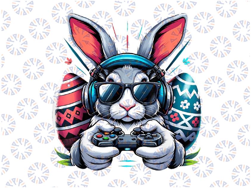 PNG ONLY Happy Easter Day Bunny Egg Video Game Png, Bunny Gamer Png, Easter Day Png, Digital Download