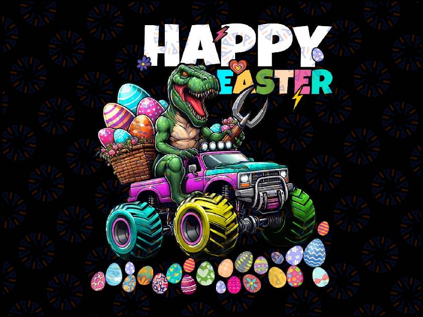 PNG ONLY Happy Easter T-Rex Bunny Png, Monster Truck Rabbit Ears Png, Easter Day Png, Digital Download