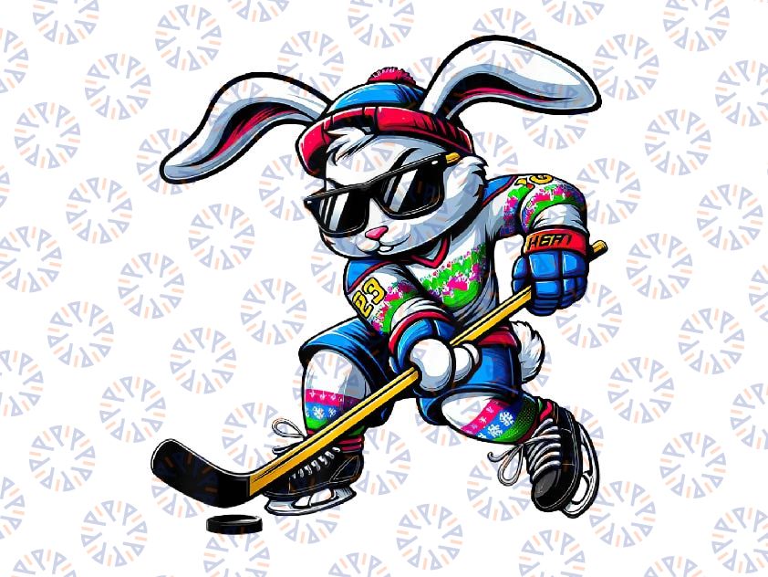 PNG ONLY Funny Hockey Player Bunny Png, Easter Hockey Sport Png, Easter Day Png, Digital Download