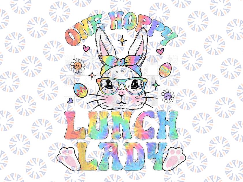 PNG ONLY Cute Bunny Rabbit Face Tie Dye Png, Lunch Lady Easter Day Png, Easter Day Png, Digital Download