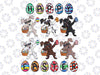 PNG ONLY Happy Easter Day Dabbing Rabbits Eggs Png, Easter Bunny Png, Easter Day Png, Digital Download