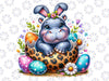 PNG ONLY Cute Hippo Easter Day Png, Bunny Hippo Eggs Colorful Png, Easter Day Png, Digital Download