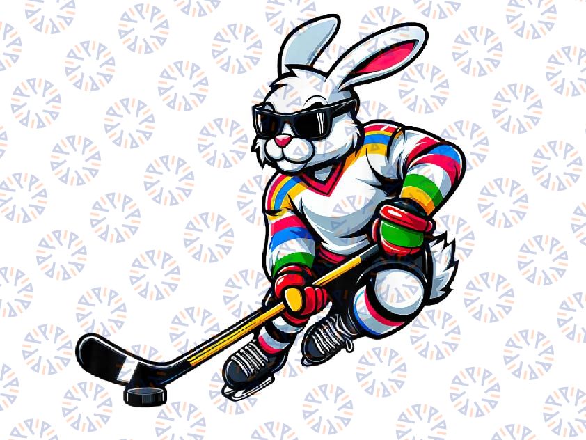 PNG ONLY Funny Hockey Player Bunny Png, Easter Hockey Lover Png, Easter Day Png, Digital Download