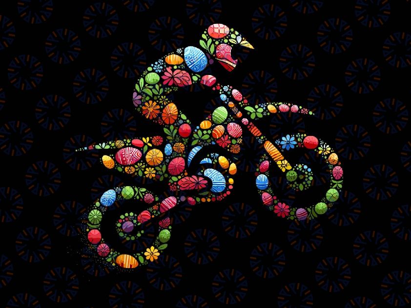 PNG ONLY Color Dirt Bike Easter Egg Png, Easter Motocross Png, Easter Day Png, Digital Download