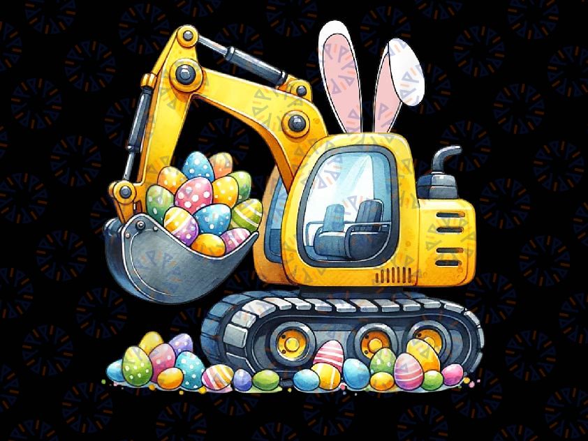 PNG ONLY Easter Bunny Eggs Hunts Tractor Png, Construction Easter Egg Png, Easter Day Png, Digital Download