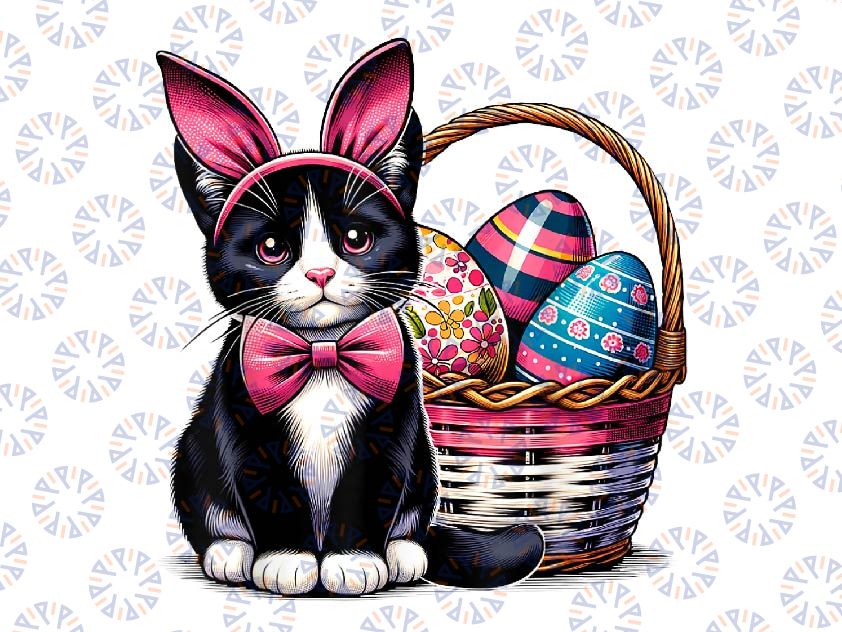 PNG ONLY Cute Cat Kitty Easter Day Png, Bunny Eggs Cat Lover Png, Easter Day Png, Digital Download