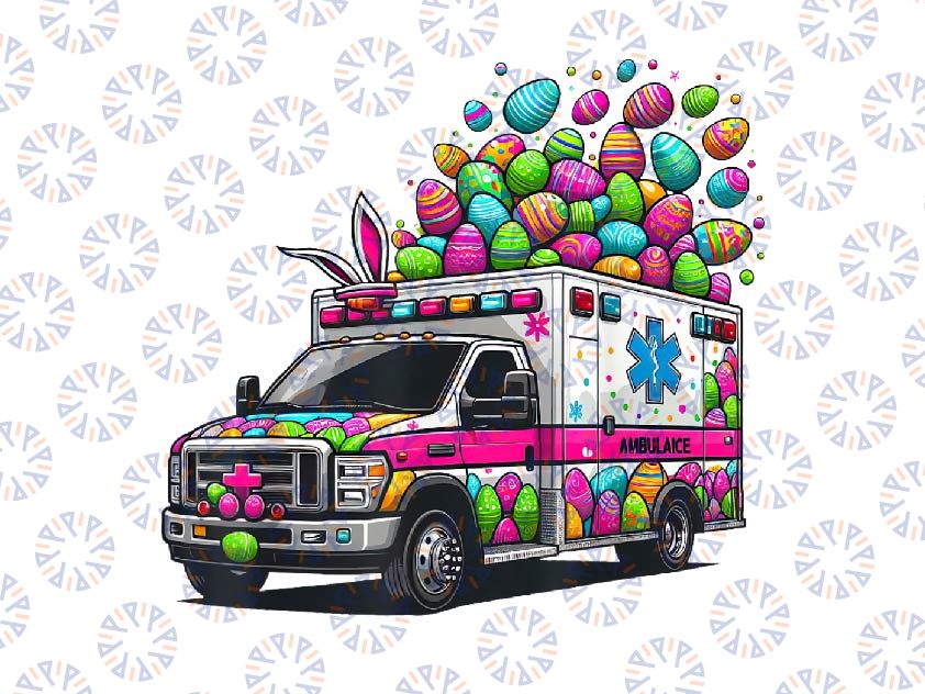 PNG ONLY Bunny Ambulance Easter Egg Png, Easter Ambulance Egg Png, Easter Day Png, Digital Download