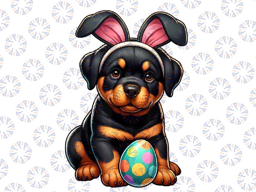 PNG ONLY Easter Rottweiler Dogs Pets Lovers Png, Rabbit Egg Eggs Bunny Png, Easter Day Png, Digital Download