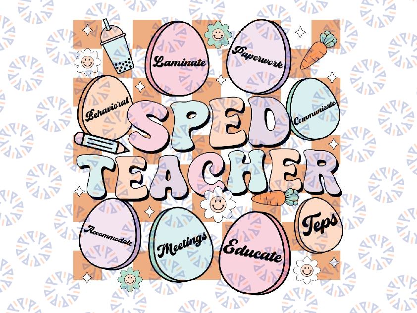 Groovy Special Education Teacher Svg, Conversation Easter Eggs Svg, Easter Day Png, Digital Download