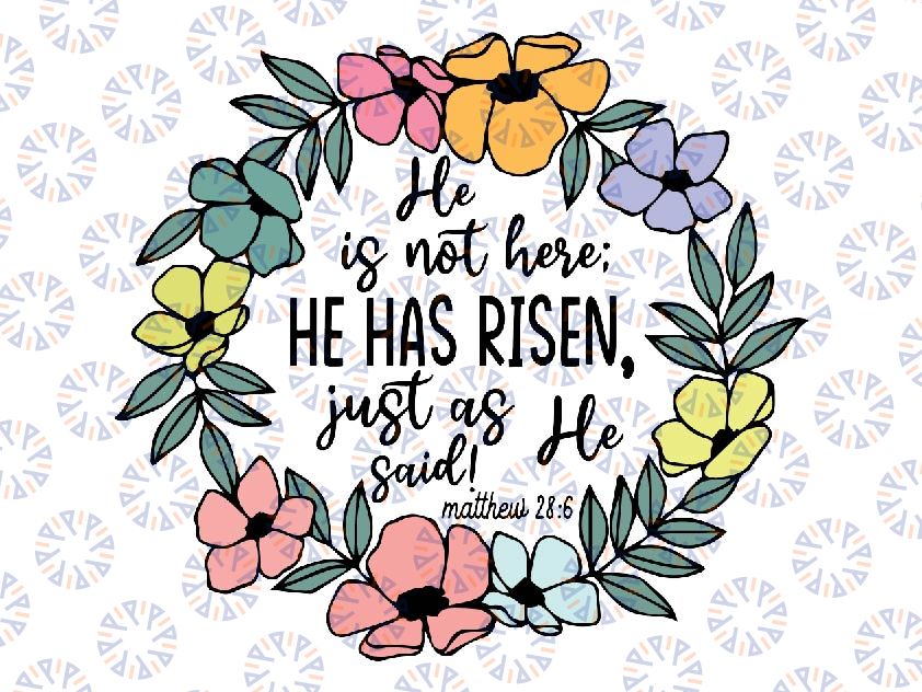 He Is Not Here He Has Risen Just As He Said Easter Christian Svg, Easter Day Png, Digital Download