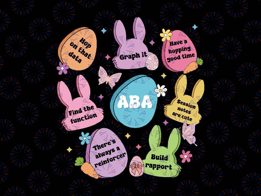 Groovy Easter ABA Behavior Analyst Svg, Bunny Behavior Therapy Svg, Easter Day Png, Digital Download