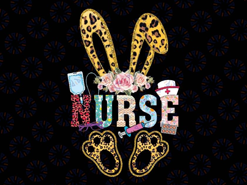 Nurse Life Stethoscope Nursing Cute Easter Png, Bunny Easter Day Leopard Png, Easter Day Png, Digital Download