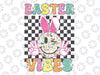 Retro Groovy Easter Vibes Png, Bunny Checkered Smile Png, Easter Day Png, Digital Download